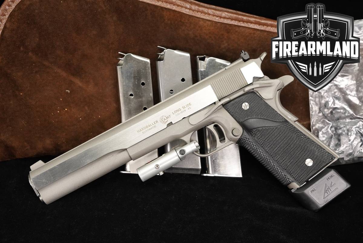 1983-1991 AMT Hardballer Long Slide 45 ACP 1911 7" +4 MAGS, CASE, LASER