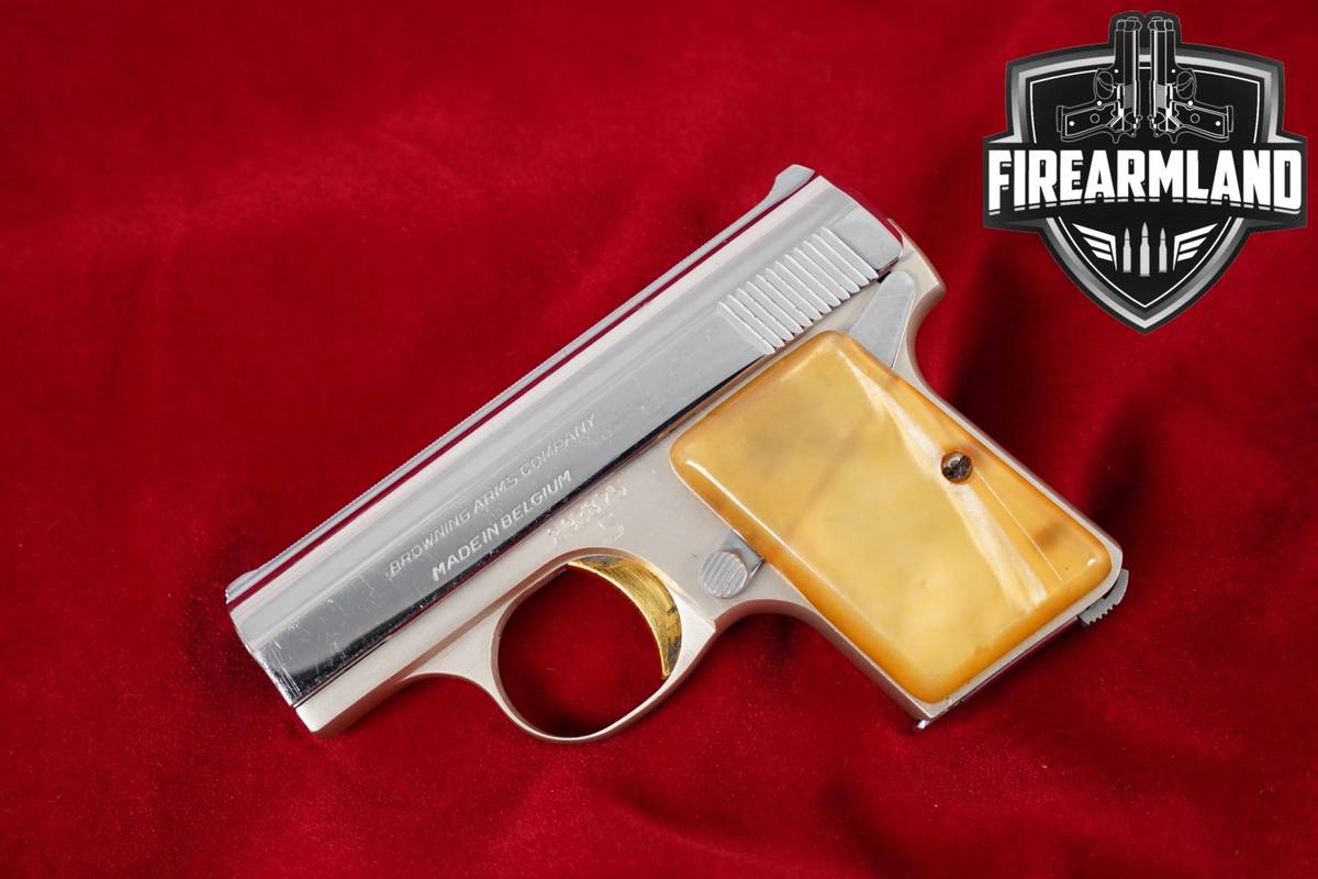 1964 FN Baby Browning 25 ACP (6.35Mm) 2.1" Bright Nickel GOLD-TRIGGER