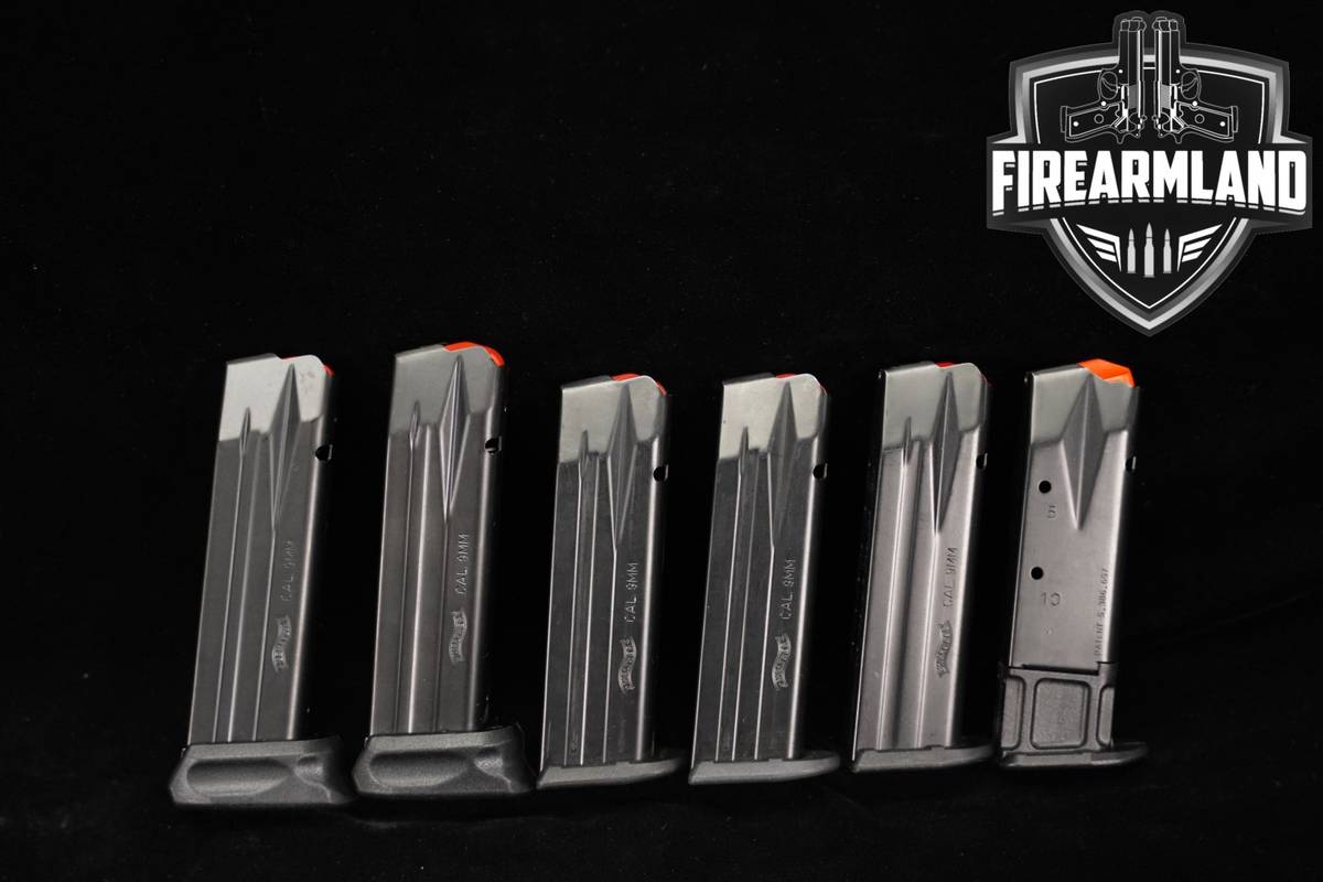 SIX (6) Walther PPQ 10 & 15 Round Magazines 9mm Luger Mags