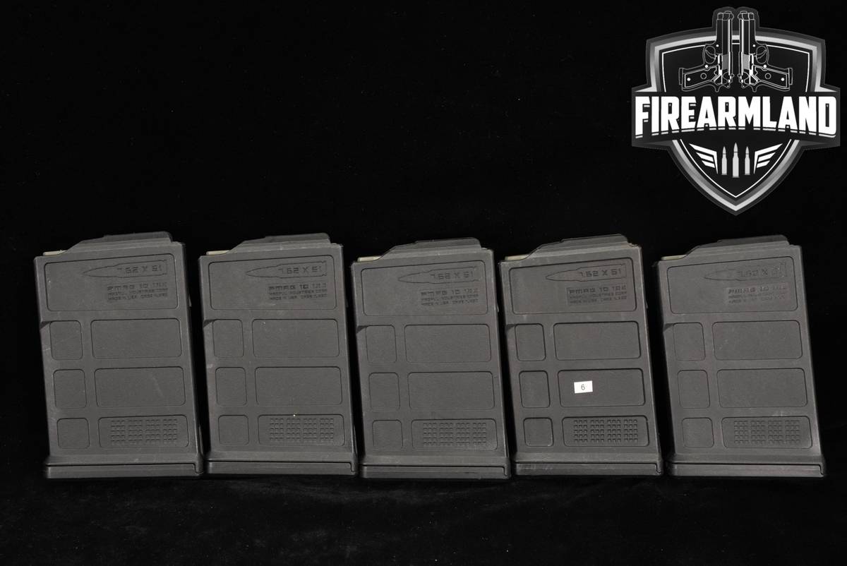 FIVE (5) Magpul Industries AICS Style 10-Round Magazines 7.62mm NATO Mags