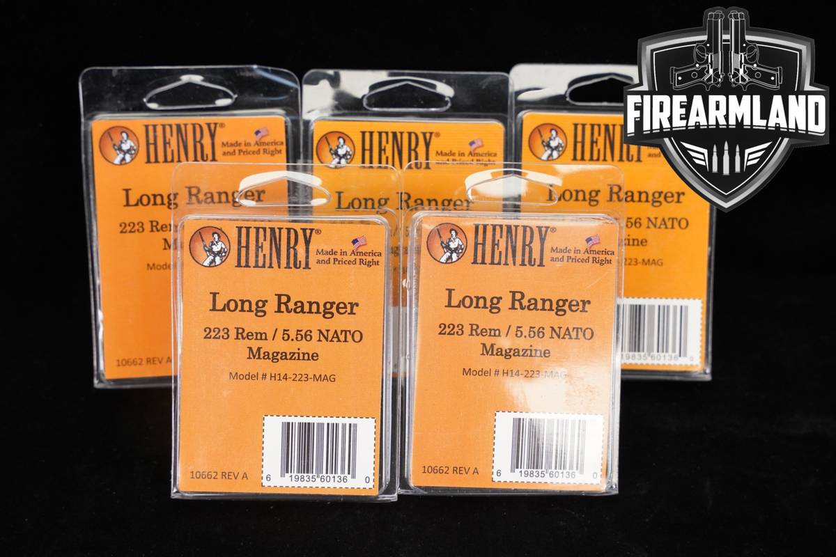 FIVE (5) Henry Repeating Arms Long Ranger Round Magazines 5.56mm NATO Mags