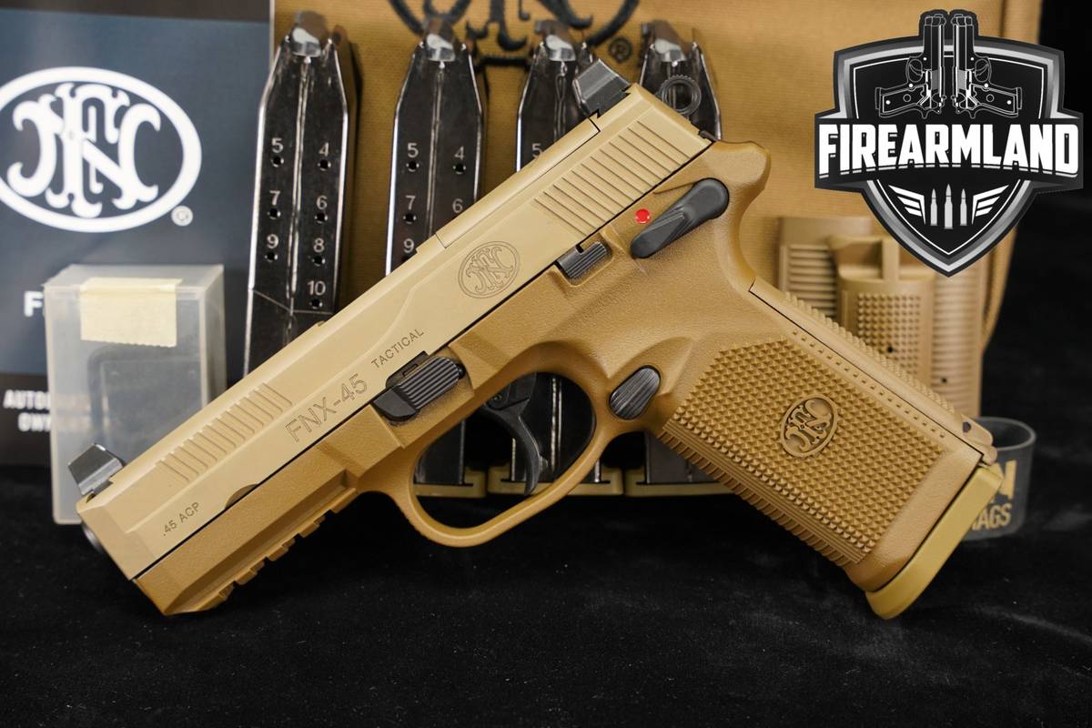 FN FNX-45 Tactical 45ACP Optics-Ready FDE FNX45 +5 MAGS, CASE