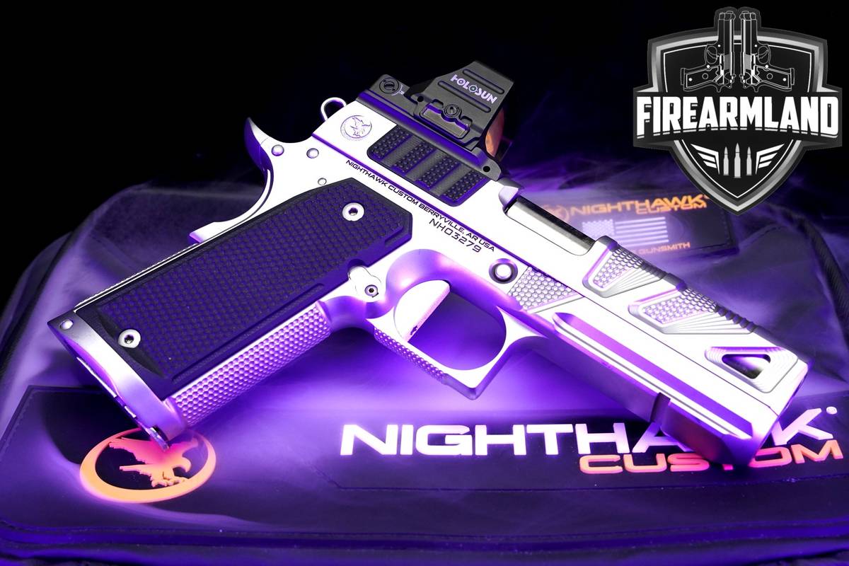 NIGHTHAWK Custom ALPHA HAWK 9mm 1911 Silver PORT +ORIG CASE, HOLOSUN OPTICS